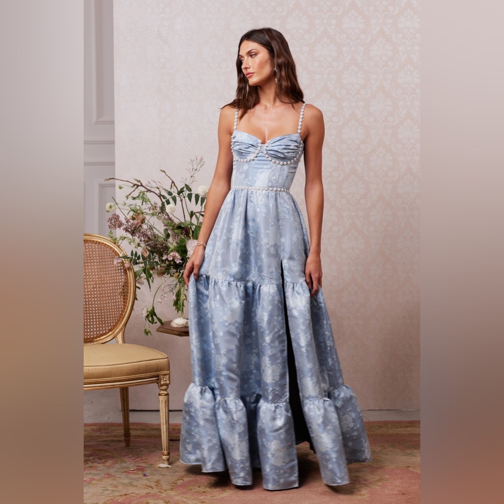 V Chapman Lucetta Corset Denim Blue Women's Dress